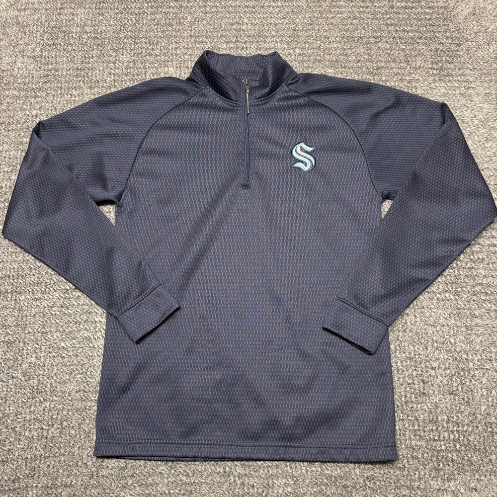 Seattle Kraken NHL Mens Pullover Jacket Size S Gray Long Sleeve 1/4 Zip‎